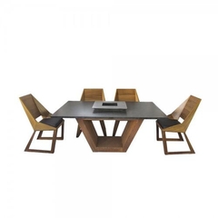 Великий стіл з дров'яним грилем на 6 осіб Quan QN93063