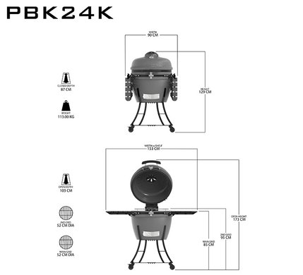 Керамический угольный гриль K24, серый Pit Boss 10763
